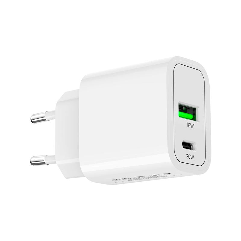 Mobile Origin MO12 20W Vegglader m. 1x USB-A & 1x USB-C - Hvit