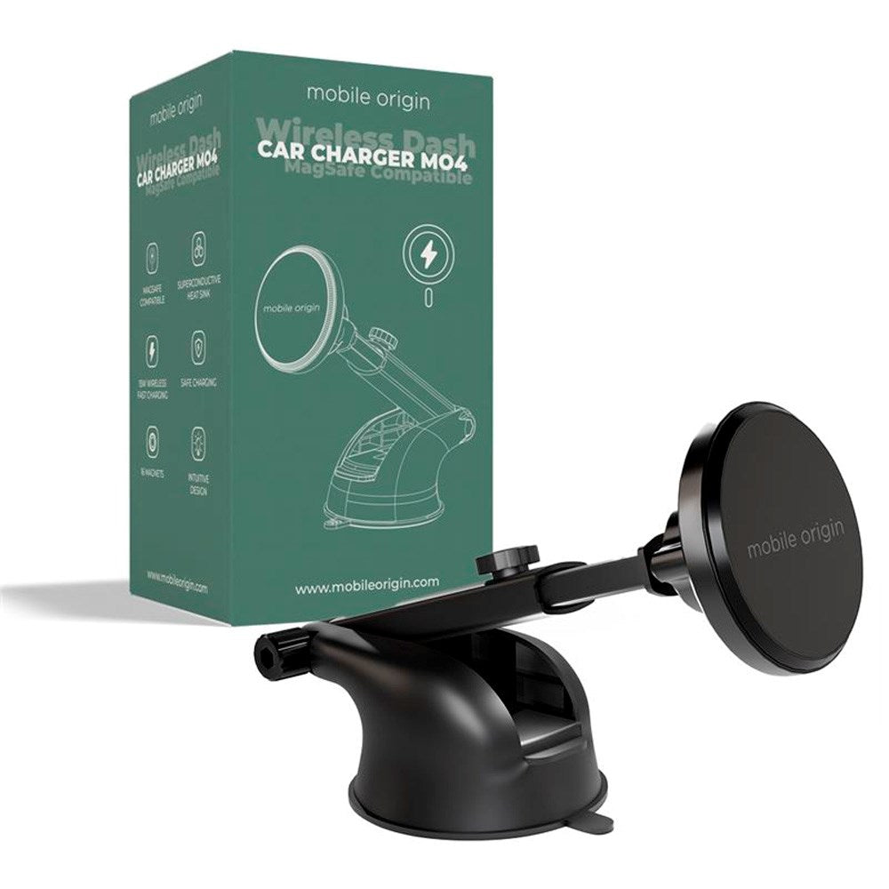 Mobile Origin MO4 Trådløs Mobilopplader til Bil - 15W - MagSafe Kompatibel - Svart