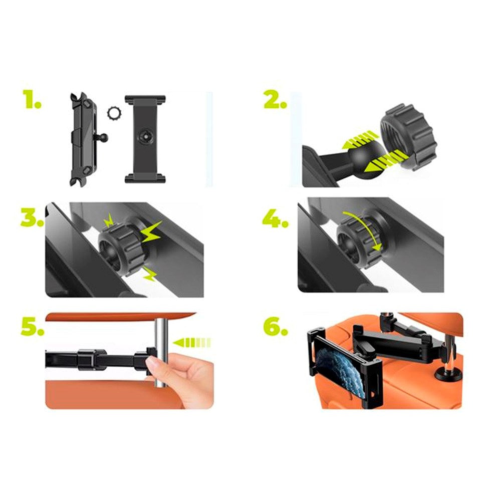 Mobile Origin MO7 Justerbar Tablettholder for Bil - Svart