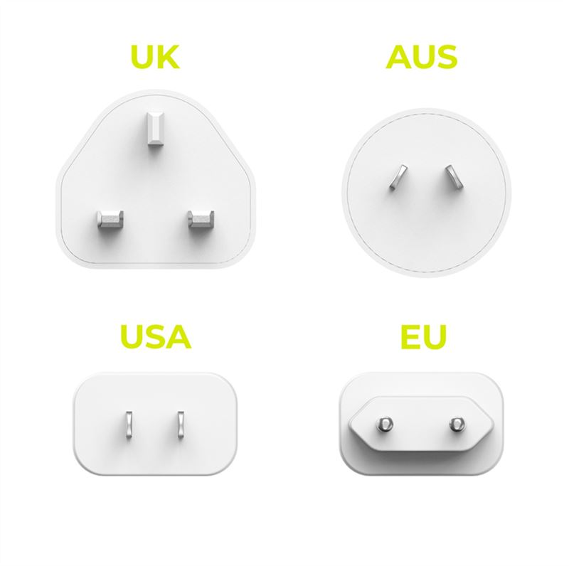 Mobile Origin GaN 30W Reiselader - EU, USA, UK, AUS - Hvit