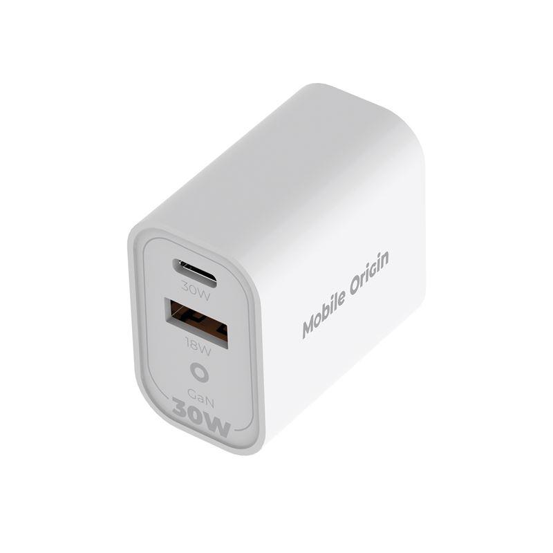 Mobile Origin GaN 30W Reiselader - EU, USA, UK, AUS - Hvit