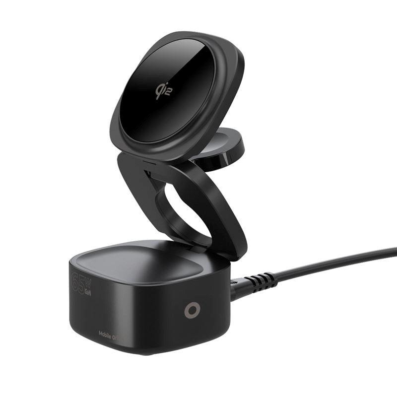 Mobile Origin Sammenleggbar Qi2 5-i-1 Trådløs Lader - 65W - Svart