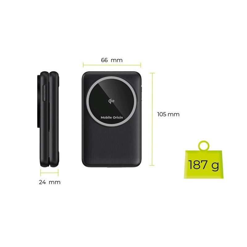 Mobile Origin 3-i-1 Qi2 Sammenleggbar Trådløs Lader for Telefon & Apple Watch & Øretelefoner – Svart