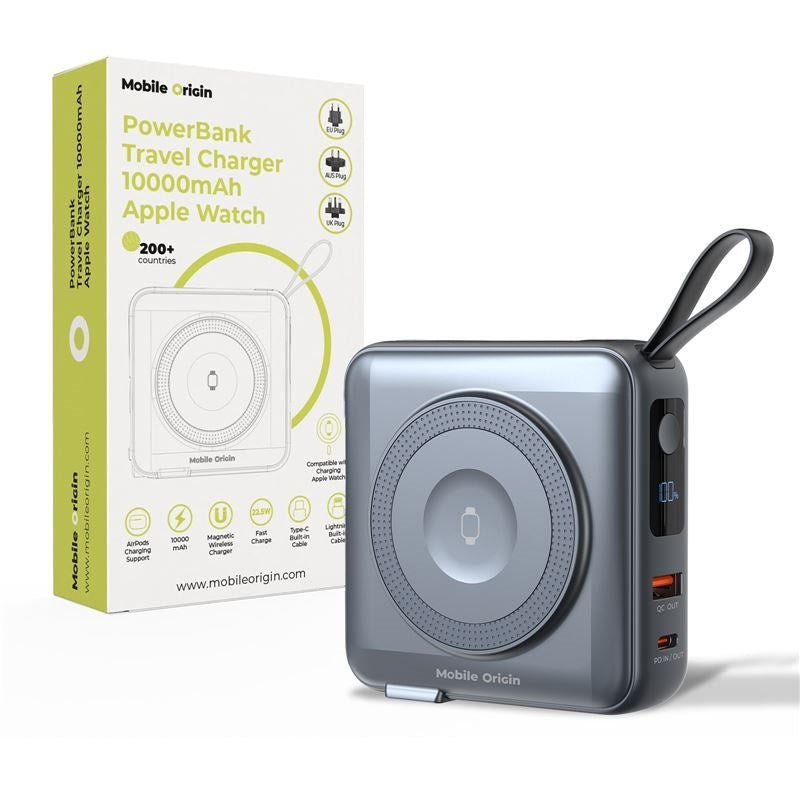 Mobile Origin PowerBank Reiselader 10.000 mAh – MagSafe Kompatibel – Grå