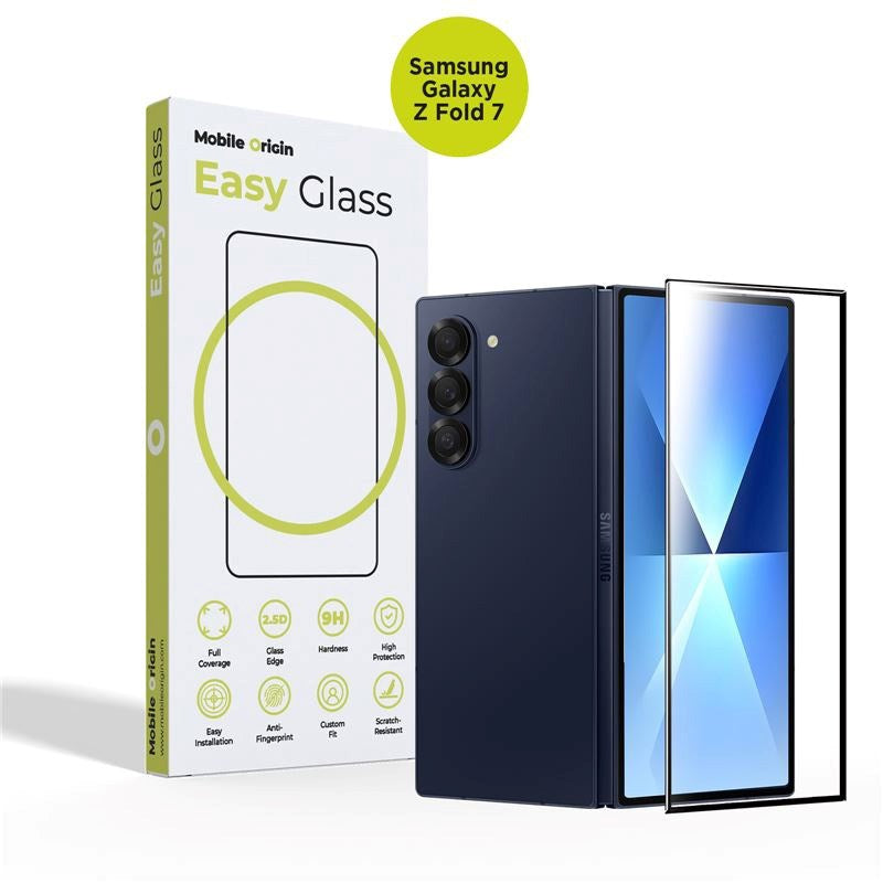 Samsung Galaxy Z Fold7 Mobile Origin EasyGlass Skjermbeskytter - Gjennomsiktig / Svart Kant