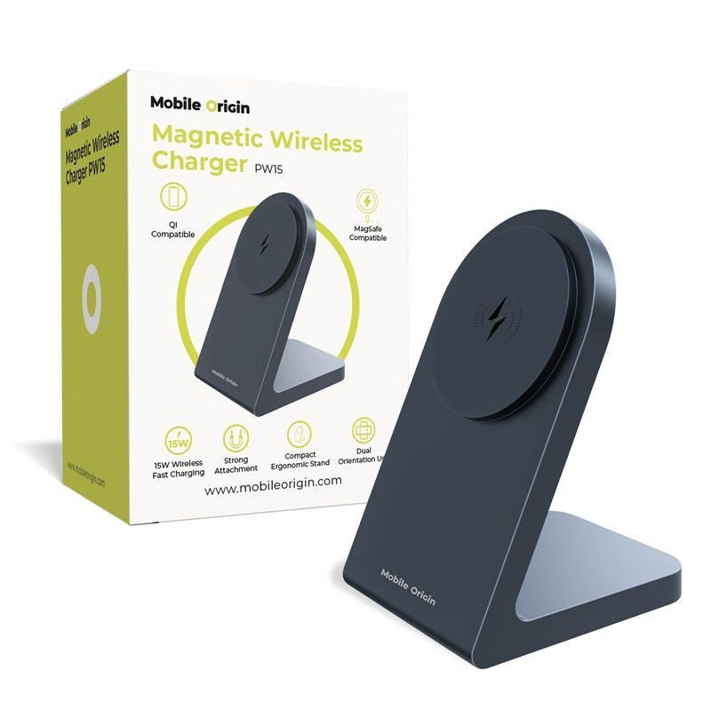 Mobile Origin PW10 15W Trådløs Lader – MagSafe / Qi Kompatibel - Svart