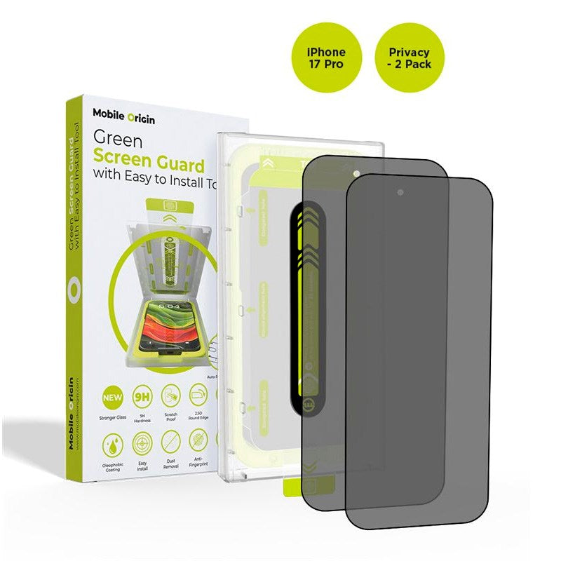 iPhone 17 Pro Mobile Origin Screen Guard Skjermbeskytter med Monteringsboks - Personvernfunksjon - 2 stk. - Gjennomsiktig