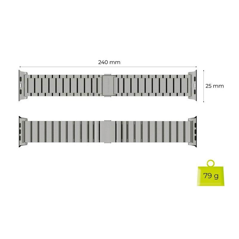 Apple Watch (42/44/SE/45/46/49 mm) Mobile Origin Titanrem – Sølv