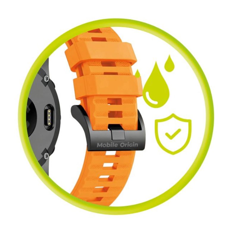 Mobile Origin Universal Garmin Stropp (26 mm QuickFit) – Silikon – Oransje