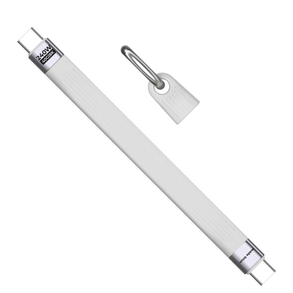 Mobile Origin 240W USB-C til USB-C Nøkkelringkabel - 13cm - Hvit