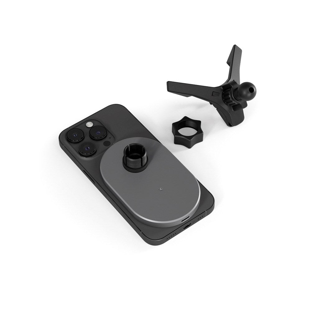 Epico Magnetisk Mobiltelefonholder for Bil m. 15W Trådløs Lading og 18W Billader - MagSafe-Kompatibel - Space Grey