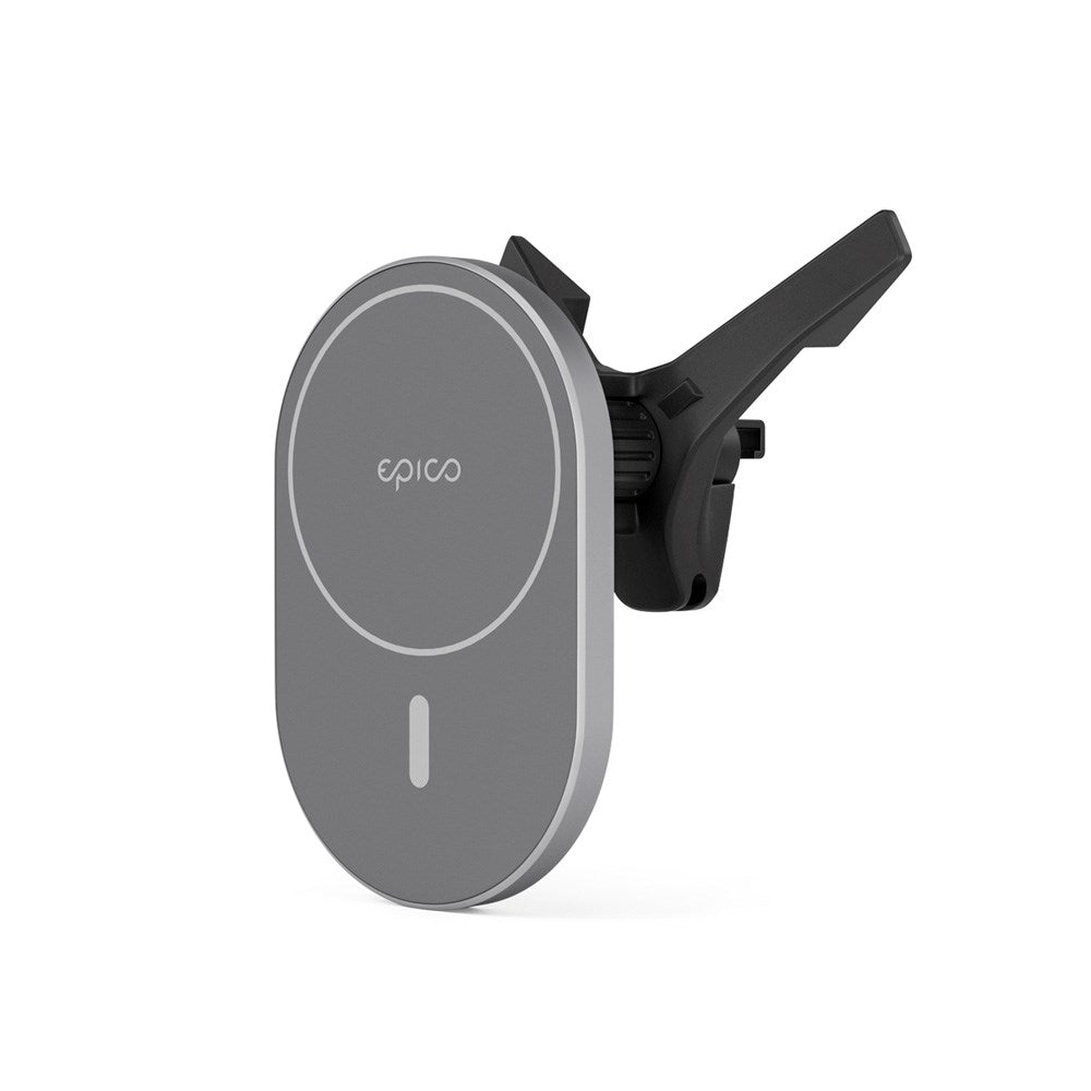 Epico Magnetisk Mobiltelefonholder for Bil m. 15W Trådløs Lading og 18W Billader - MagSafe-Kompatibel - Space Grey