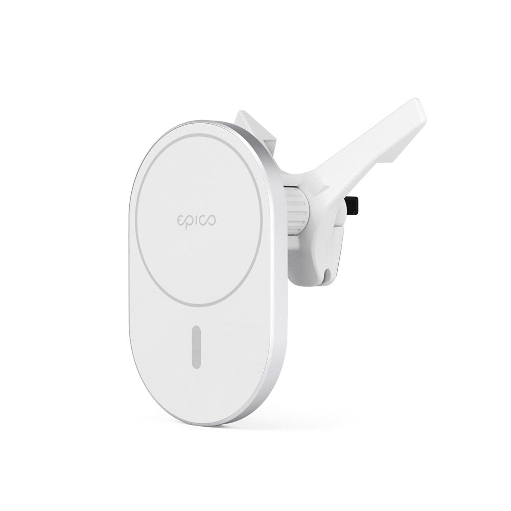 Epico Magnetisk Mobiltelefonholder for Bil m. 15W Trådløs Lading og 18W Billader - MagSafe-Kompatibel - Hvit