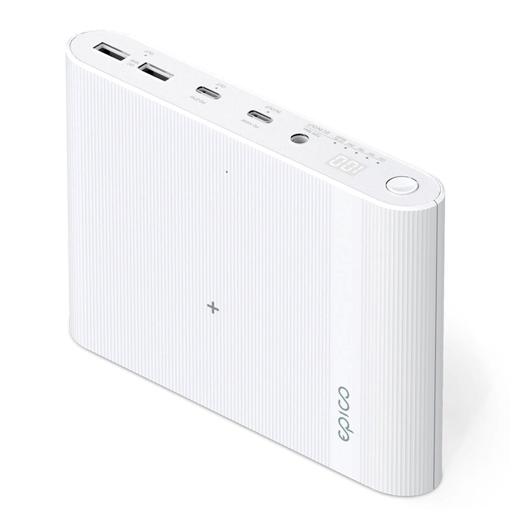 Epico Multi Powerbank m. USB-C, USB-A, DC + Billader - 26 800 mAh - Hvit