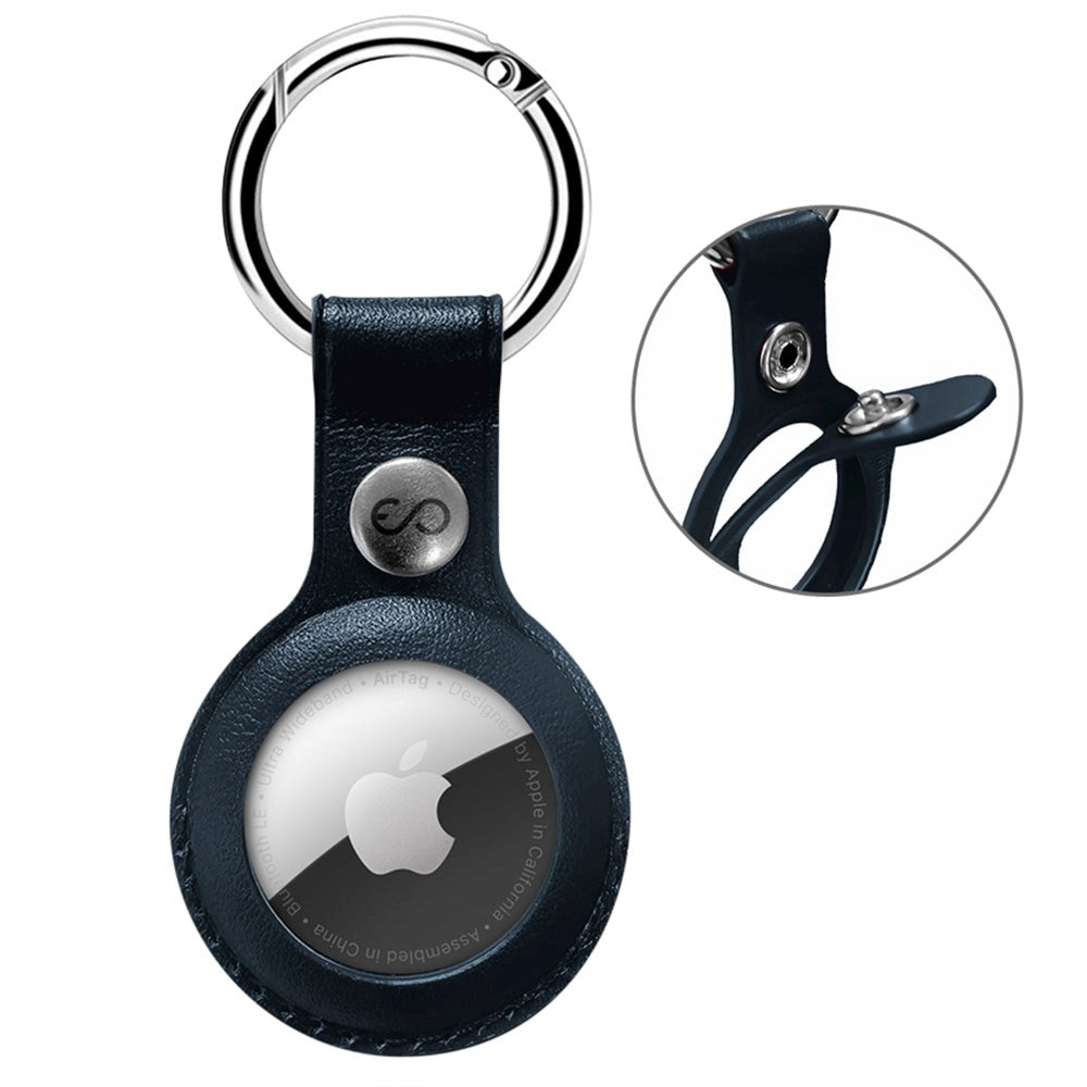 Epico Eco Skinn Deksel til AirTag 1. & 2. Gen. m. Nøkkelring - Blå