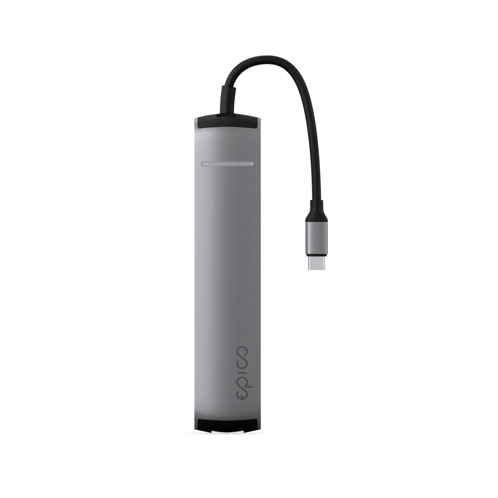 Epico 6-i-1 USB-C Adapter – Slankt Design med 8K Oppløsning - Space Grey