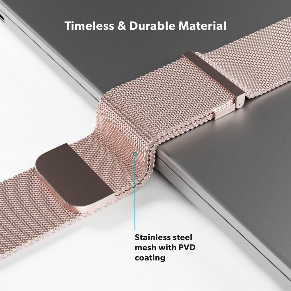 Apple Watch (42/44/SE/45/46/49mm) Epico Milanese+ (Plus) Rustfri Stål Rem - Rose Gold