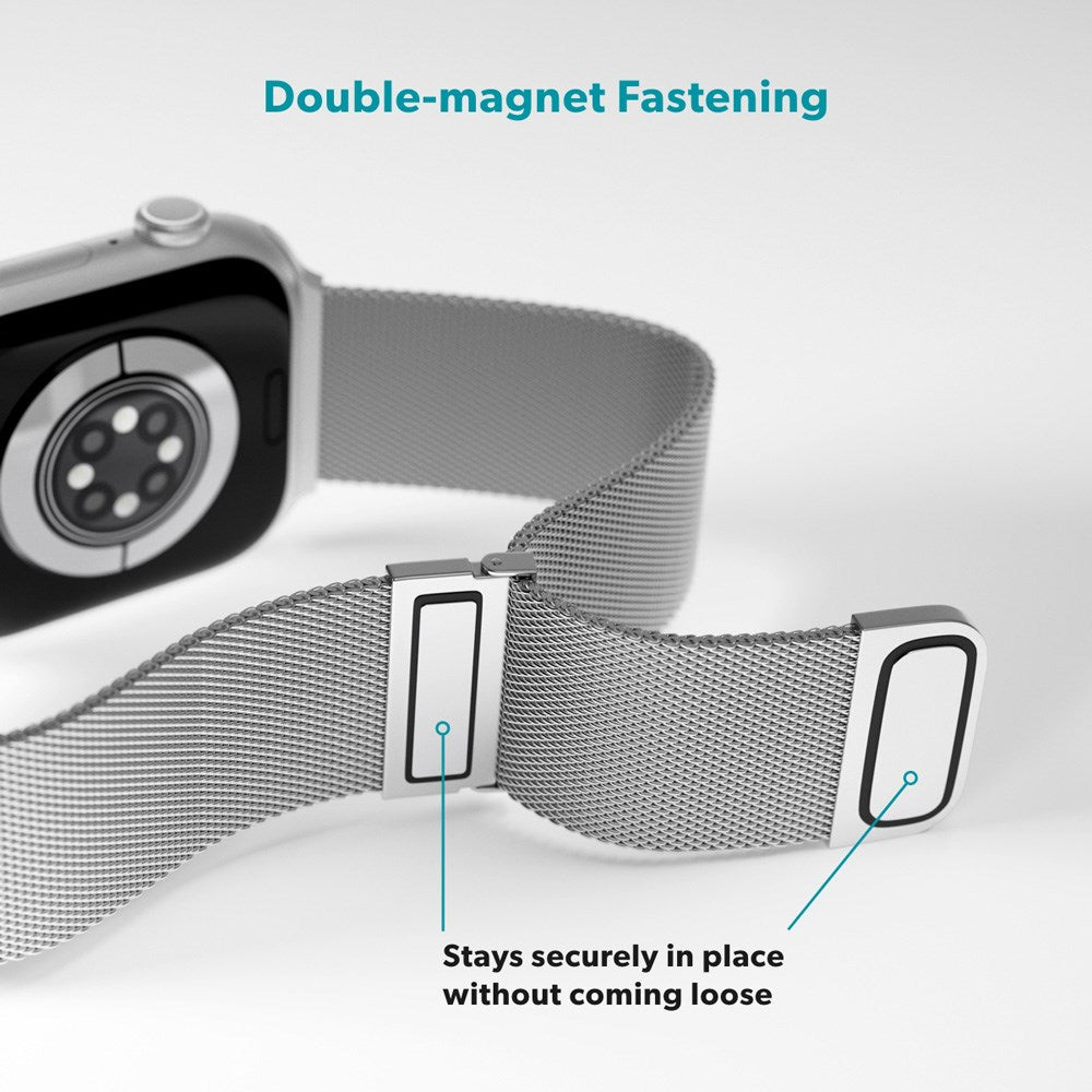 Apple Watch (38/40/SE/41/42mm) Epico Milanese+ (Plus) Rustfri Stål Rem - Silver