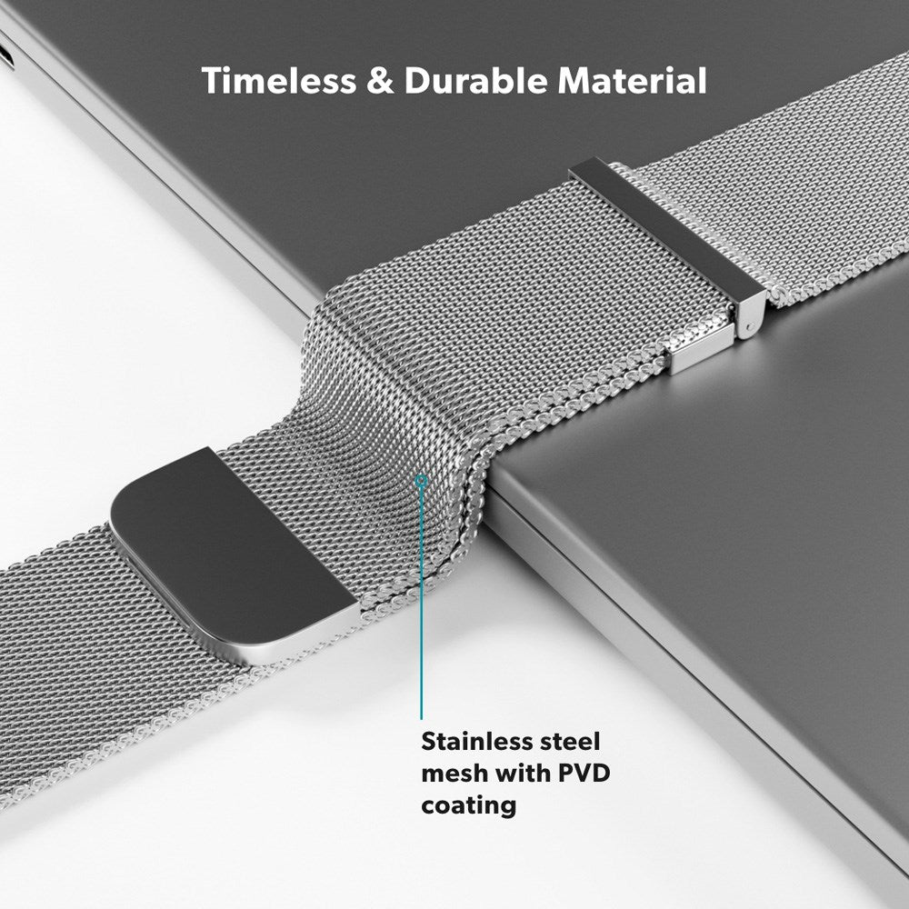 Apple Watch (38/40/SE/41/42mm) Epico Milanese+ (Plus) Rustfri Stål Rem - Silver