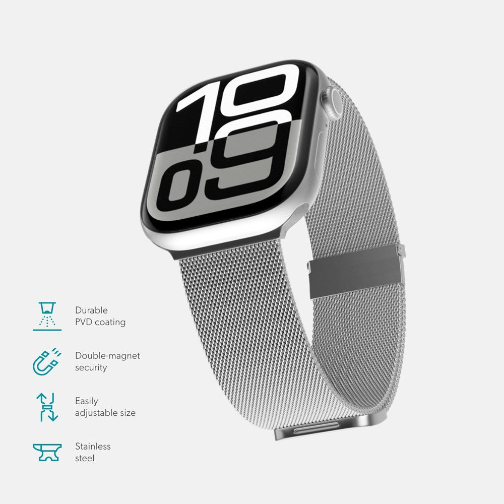 Apple Watch (38/40/SE/41/42mm) Epico Milanese+ (Plus) Rustfri Stål Rem - Silver