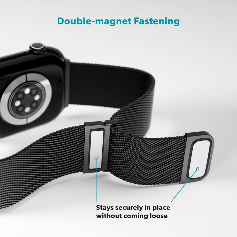 Apple Watch (42/44/SE/45/46/49mm) Epico Milanese+ (Plus) Rustfri Stål Rem - Space Gray