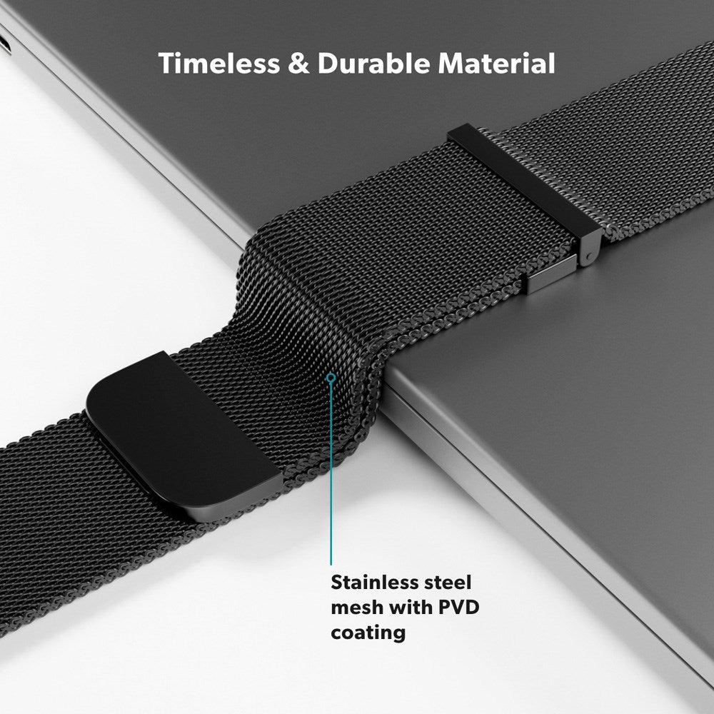 Apple Watch (42/44/SE/45/46/49mm) Epico Milanese+ (Plus) Rustfri Stål Rem - Space Gray