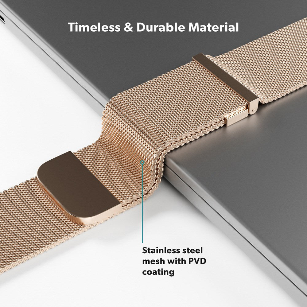 Apple Watch (42/44/SE/45/46/49mm) Epico Milanese+ (Plus) Rustfri Stål Rem - Gold