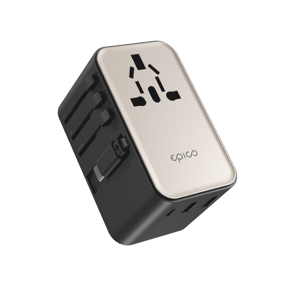 Epico UltraBoost Universal Reiseadapter 70W med 2 x USB-A 1 x USB-C - Titanium