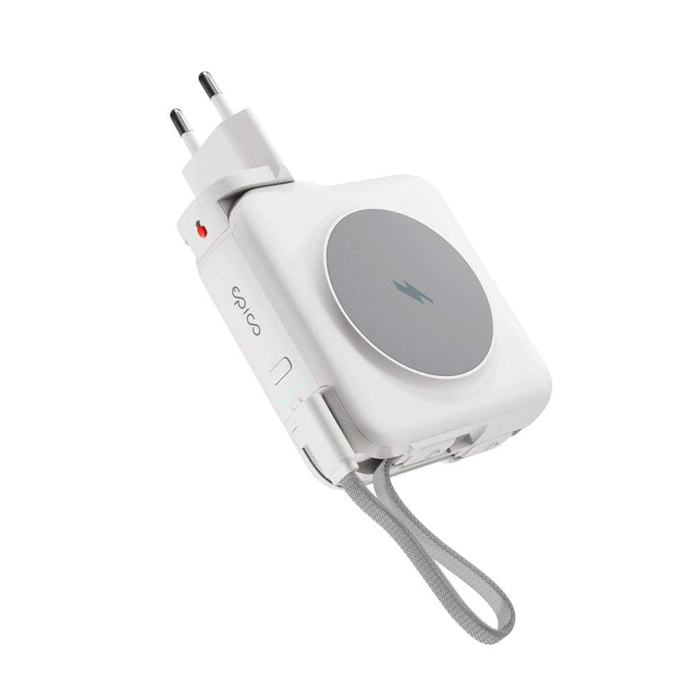 Epico UltraPack Mag+ 3-i-1 Reise PowerBank 10.000 mAh - MagSafe Kompatibel - Hvit