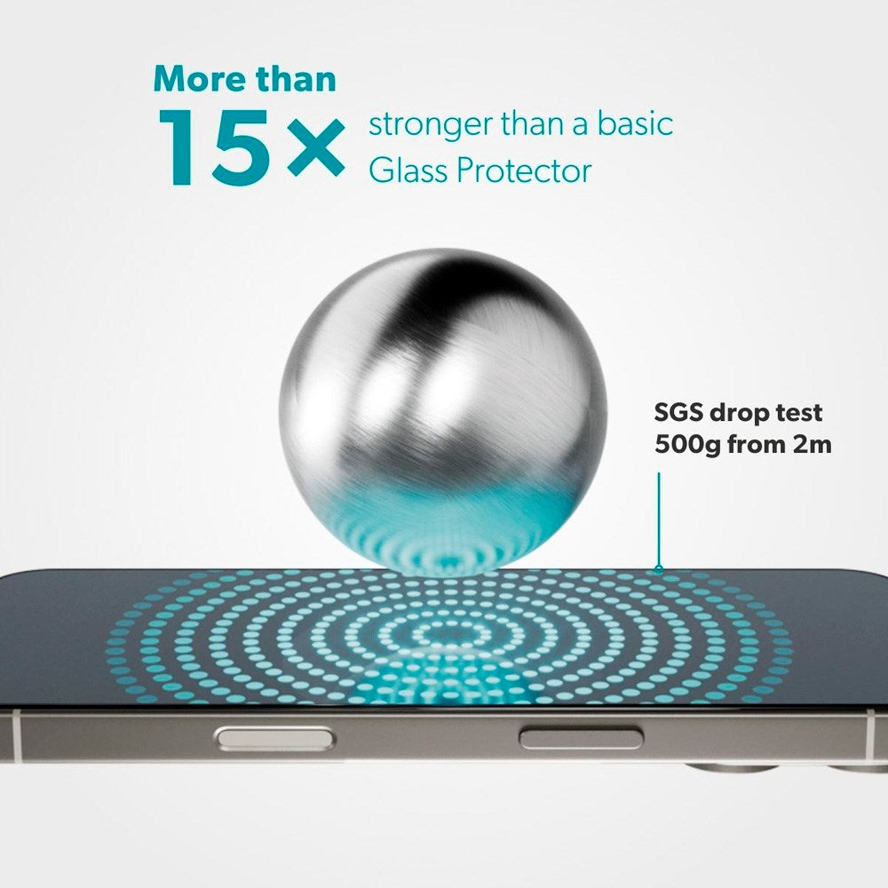 iPhone 17 Pro Epico ImpactCeramic Glass 3D Skjermbeskyttelsesglass m. Monteringsramme - Gjennomsiktig