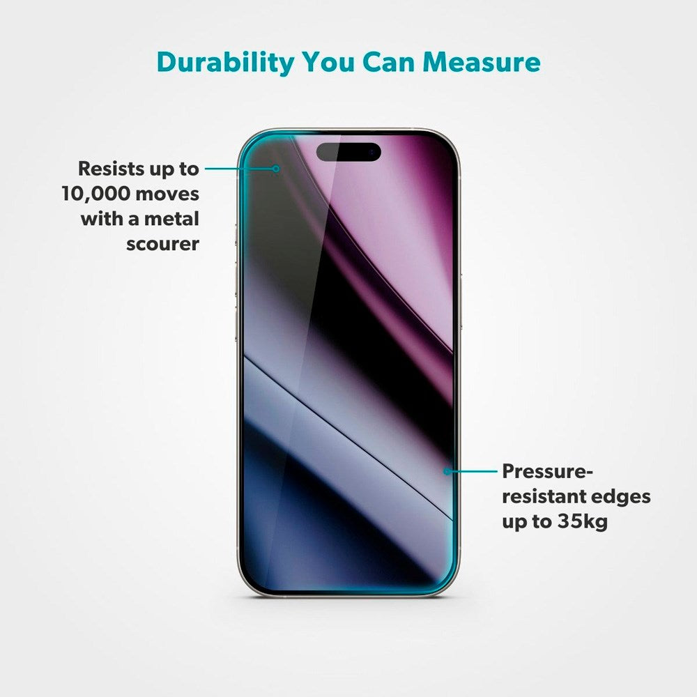 iPhone 17 Pro Max Epico ImpactCeramic Glass 3D Skjermbeskyttelsesglass m. Monteringsramme - Gjennomsiktig