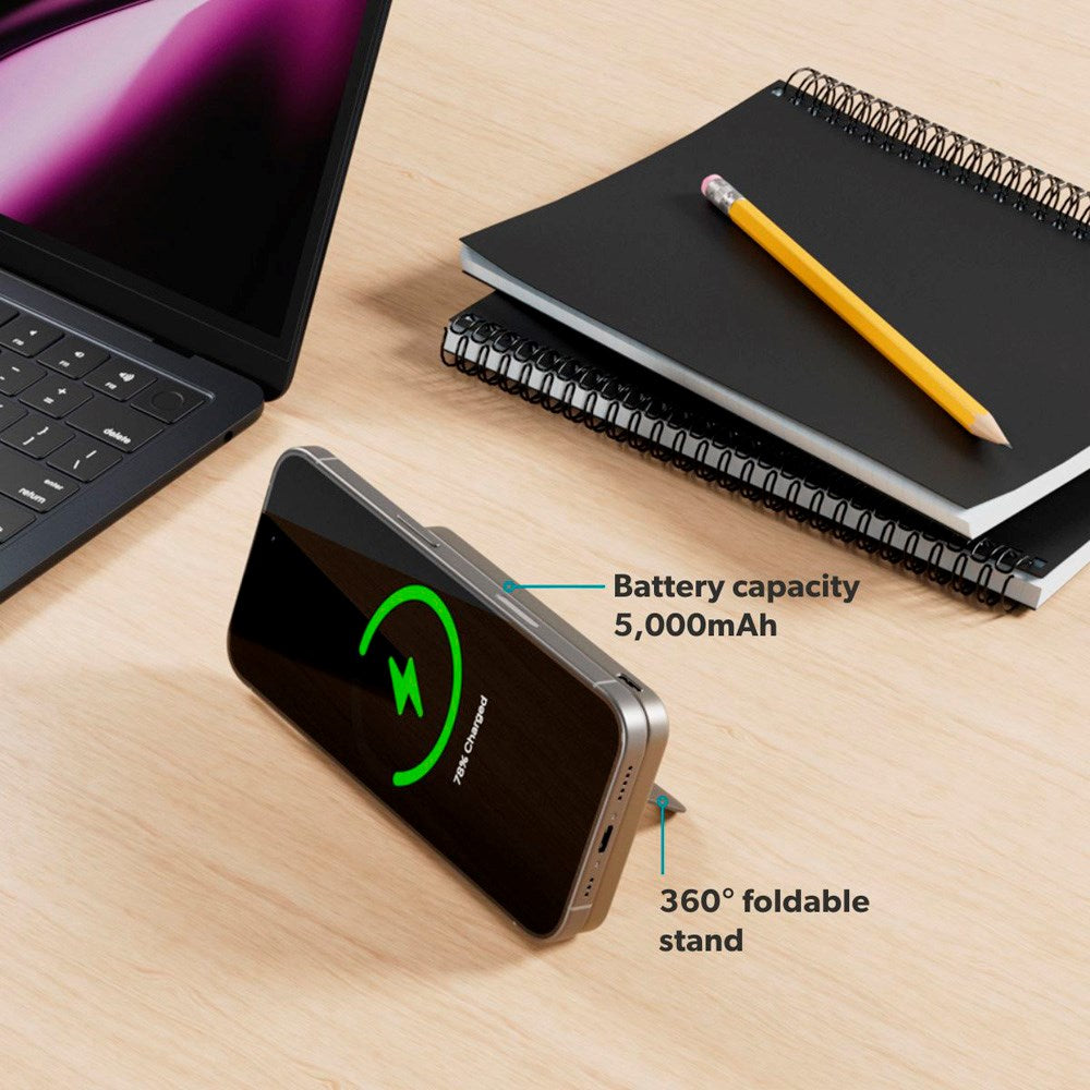 Epico UltraPack Qi2 Stand Alu Mag+ PowerBank 5000 mAh - MagSafe Kompatibel - Titanium