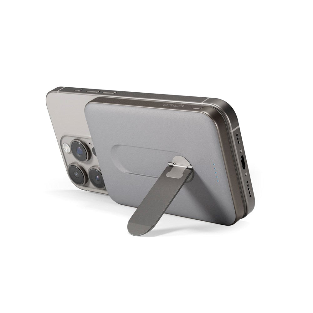 Epico UltraPack Qi2 Stand Alu Mag+ PowerBank 5000 mAh - MagSafe Kompatibel - Titanium