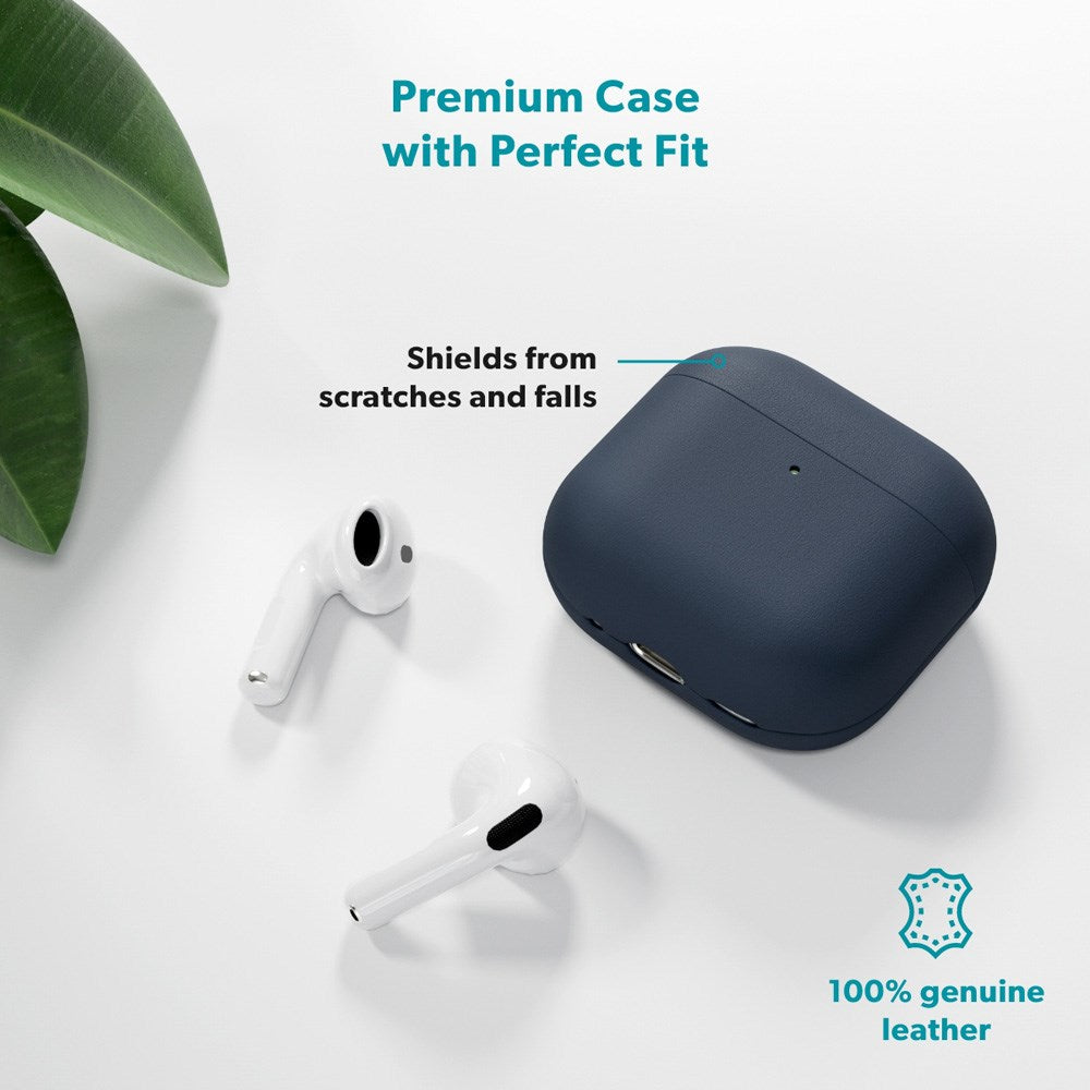 Apple AirPods Pro (3. gen.) Epico Ekte Skinn Deksel - Blå