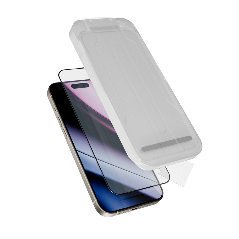 iPhone 16 / 15 / 14 Pro Epico Hero Glass 3D Skjermbeskyttelsesglass m. Monteringsramme - Gjennomsiktig