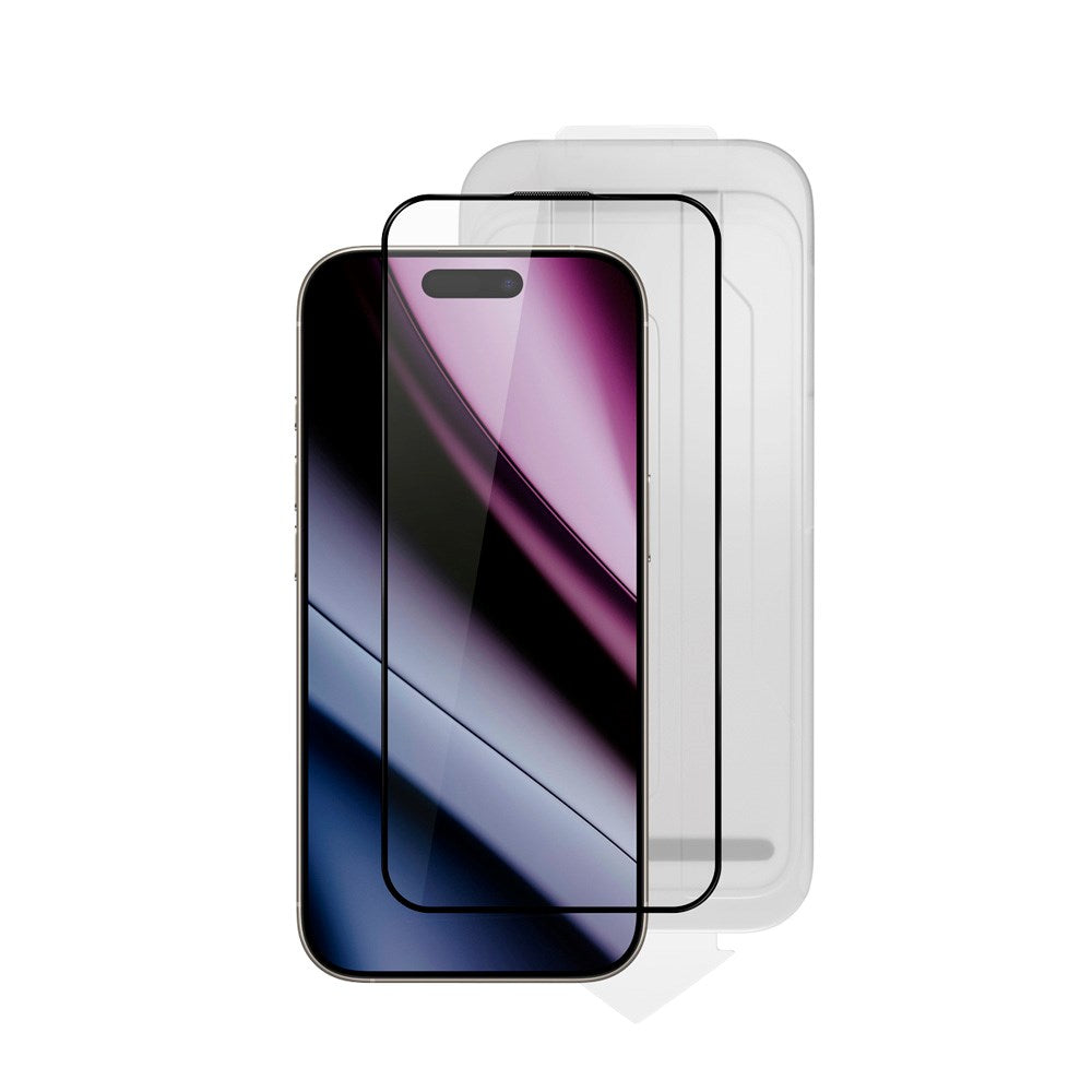iPhone 16 / 15 / 14 Pro Epico Hero Glass 3D Skjermbeskyttelsesglass m. Monteringsramme - Gjennomsiktig