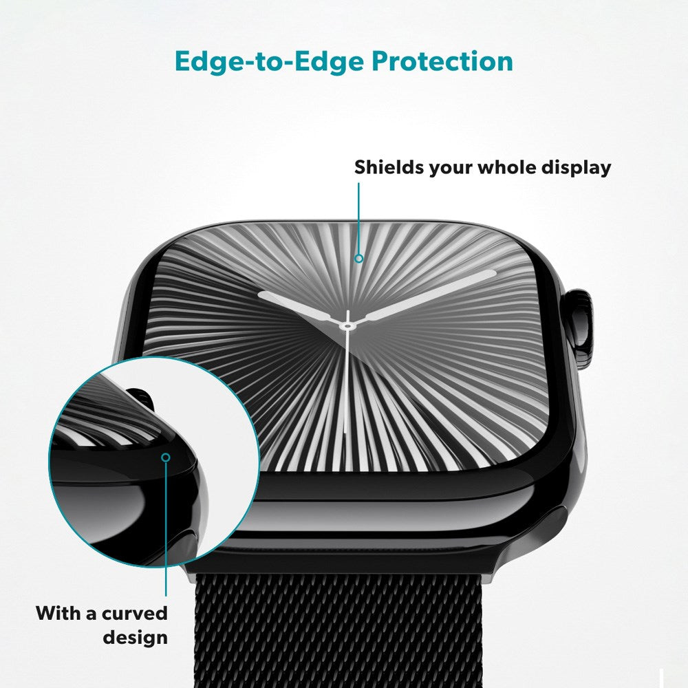 Apple Watch SE / 6 / 5 / 4 (44mm) Epico 3D+ Flexiglass m. Installasjonsramme - Gjennomsiktig / Svart Kant
