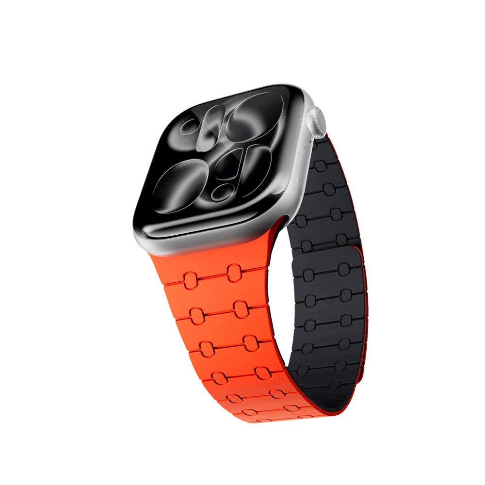 Apple Watch (38/40/SE/41/42) Epico Magnetic+ Silikone Klokkereim - Oransje / Svart