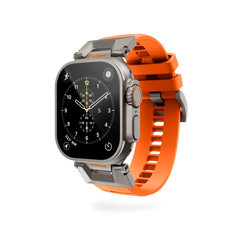 Apple Watch (42/44/SE/45/46/49) Epico Rubber Pro Klokkereim med Metallspenne - Oransje