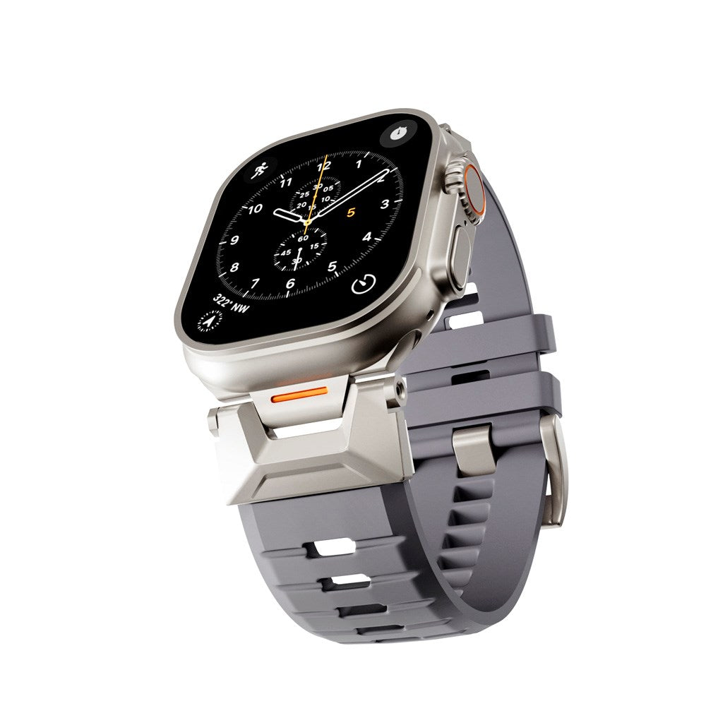Apple Watch (42/44/SE/45/46/49) Epico Rubber Pro Klokkereim med Metallspenne - Grå
