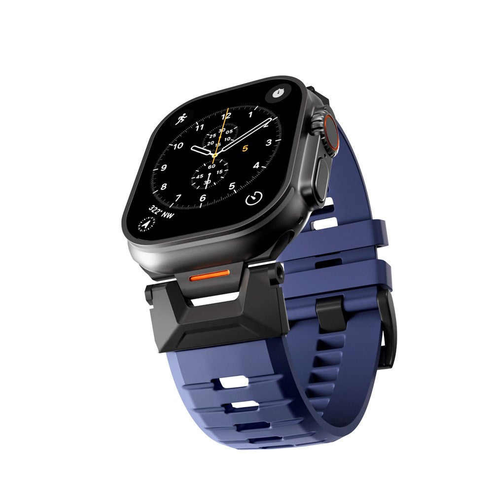 Apple Watch (42/44/SE/45/46/49) Epico Rubber Pro Klokkereim med Metallspenne - Blå