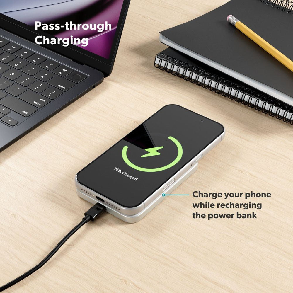 Epico 15W UltraPack EM51 Slim Alu Mag+ 5000 mAh Power Bank med USB-C - Qi2 / MagSafe Kompatibel - Silver