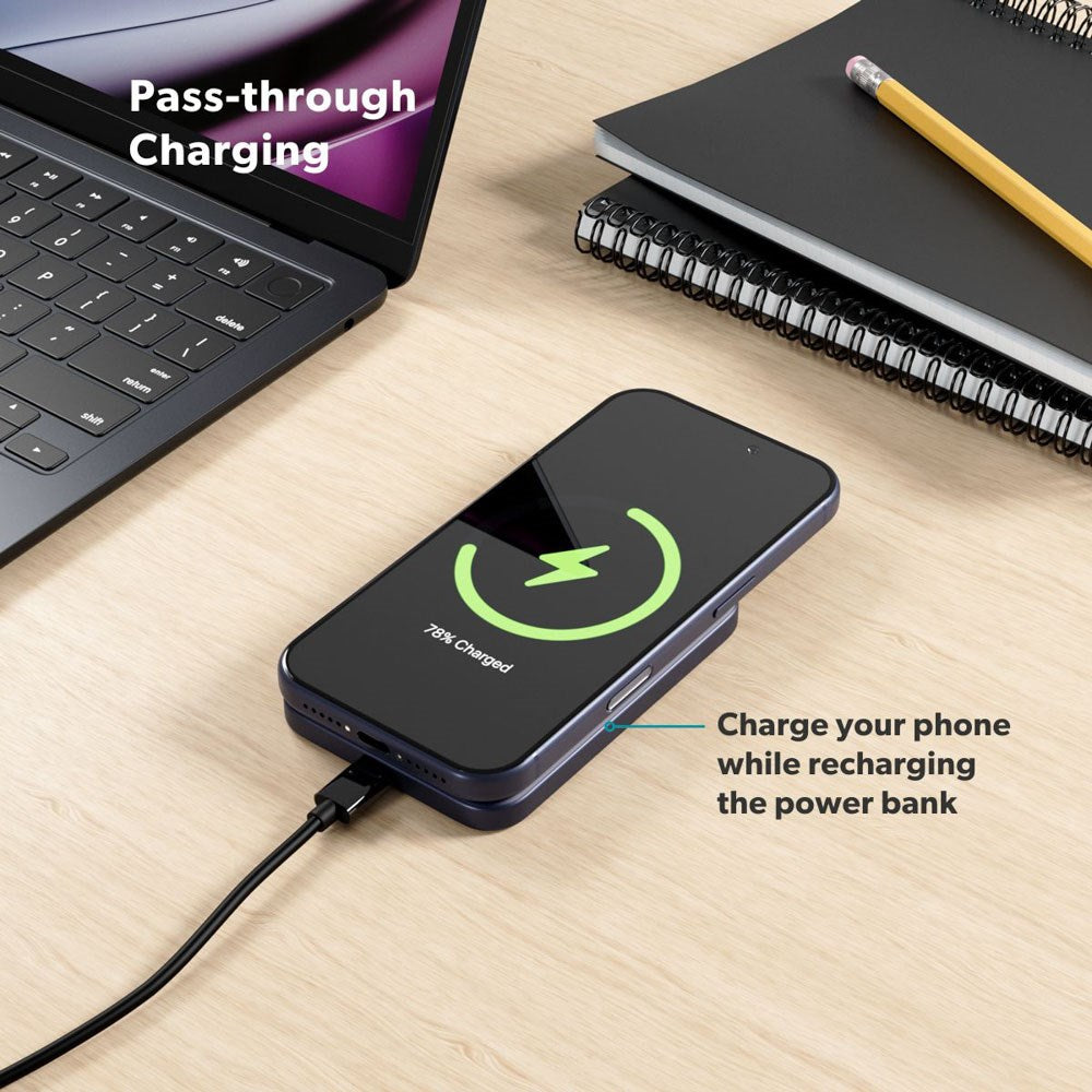 Epico 15W UltraPack EM51 Slim Alu Mag+ 5000 mAh Power Bank med USB-C - Qi2 / MagSafe Kompatibel - Blue