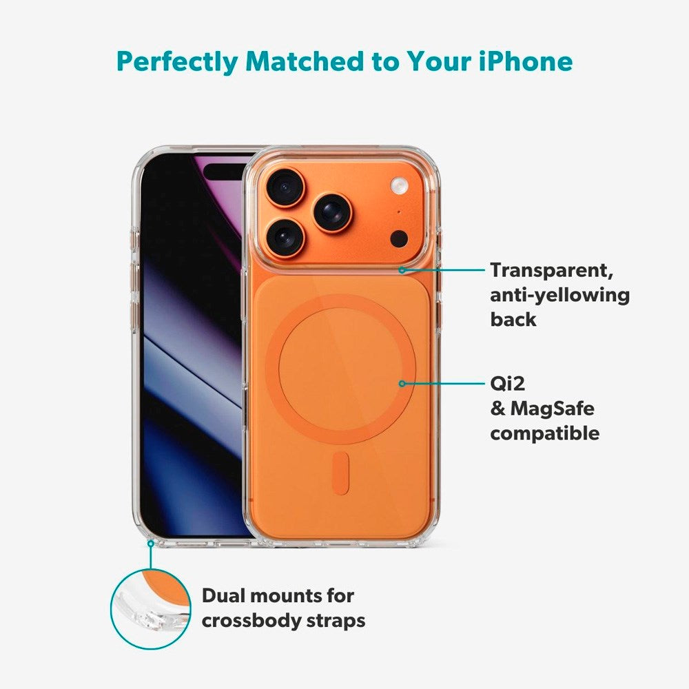 iPhone 17 Pro Max Epico Tile Mag+ Deksel - MagSafe Kompatibel - Gjennomsiktig / Oransje