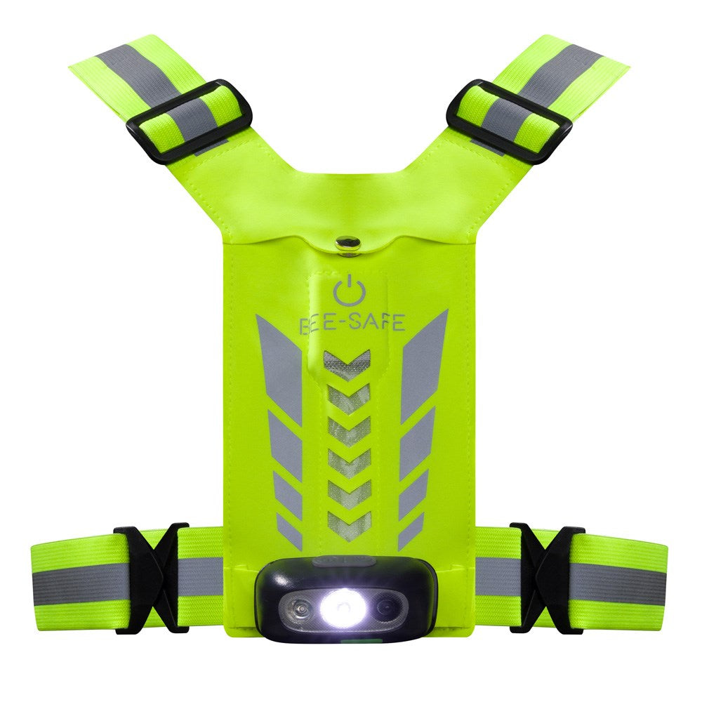 Bee-Safe Løpevest m. LED & Mobillomme - Gul