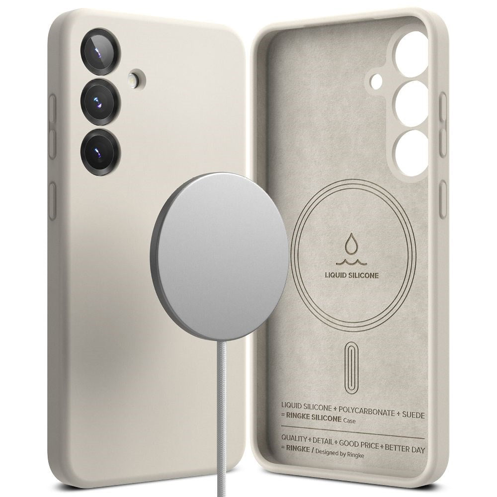 Ringke Samsung Galaxy S25+ (Plus) Silikon Magnetisk MagSafe Deksel - Greige