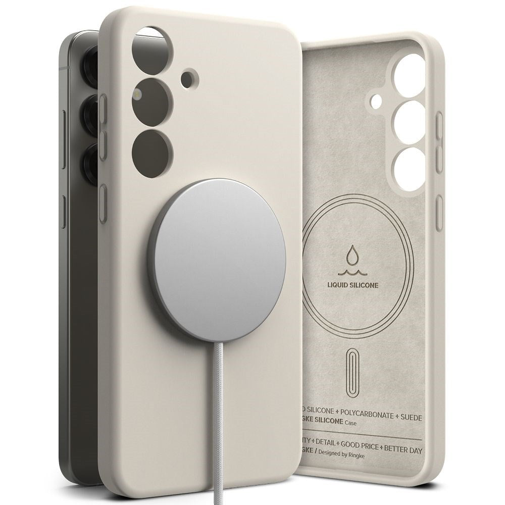 Ringke Samsung Galaxy S25+ (Plus) Silikon Magnetisk MagSafe Deksel - Greige