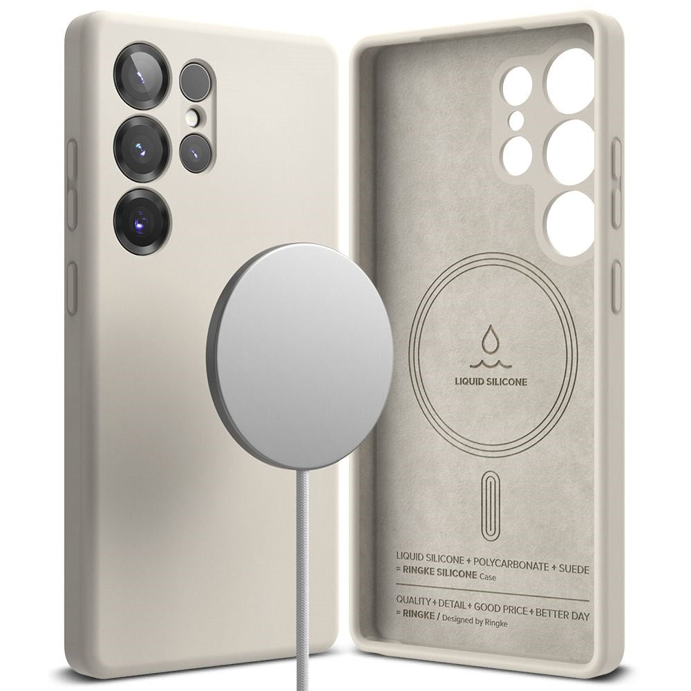 Ringke Samsung Galaxy S25 Ultra Silikon Magnetisk MagSafe Deksel - Greige
