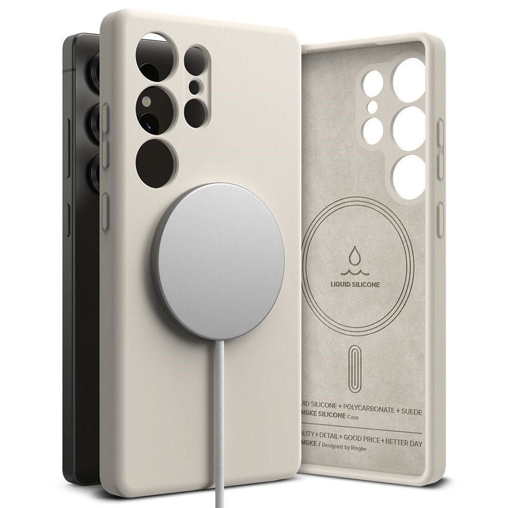 Ringke Samsung Galaxy S25 Ultra Silikon Magnetisk MagSafe Deksel - Greige