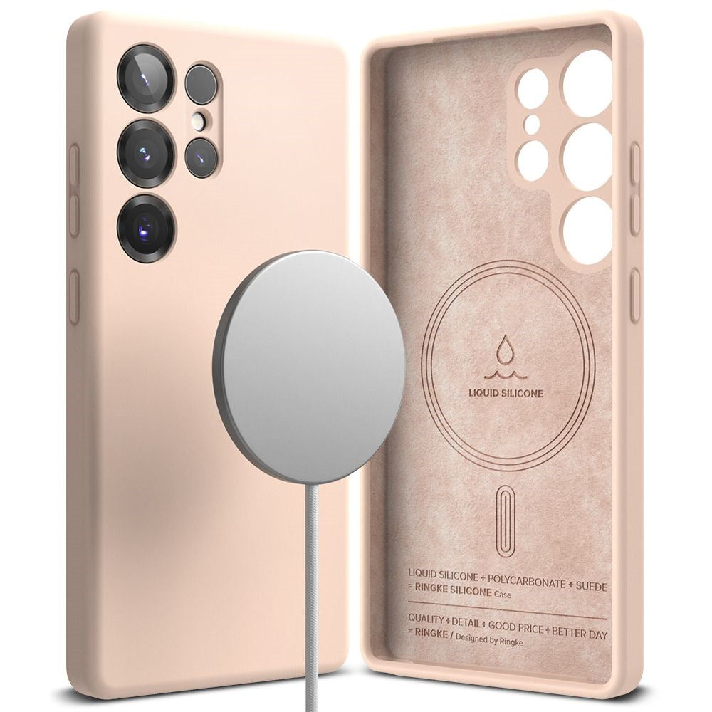 Ringke Samsung Galaxy S25 Ultra Silikon Magnetisk MagSafe Deksel - Rosa